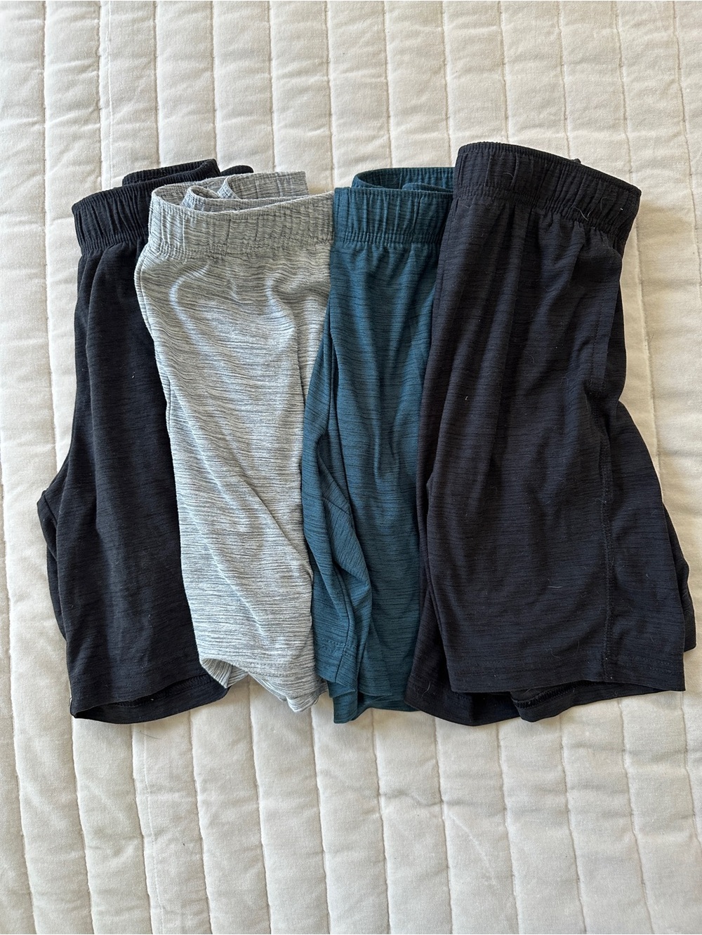 Old Navy Pack of Four Casual Knit Shorts in Black, Heather Gray, and Teal